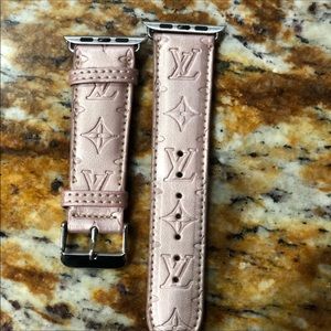 Watch leather band - pink shimmer custom 42mm